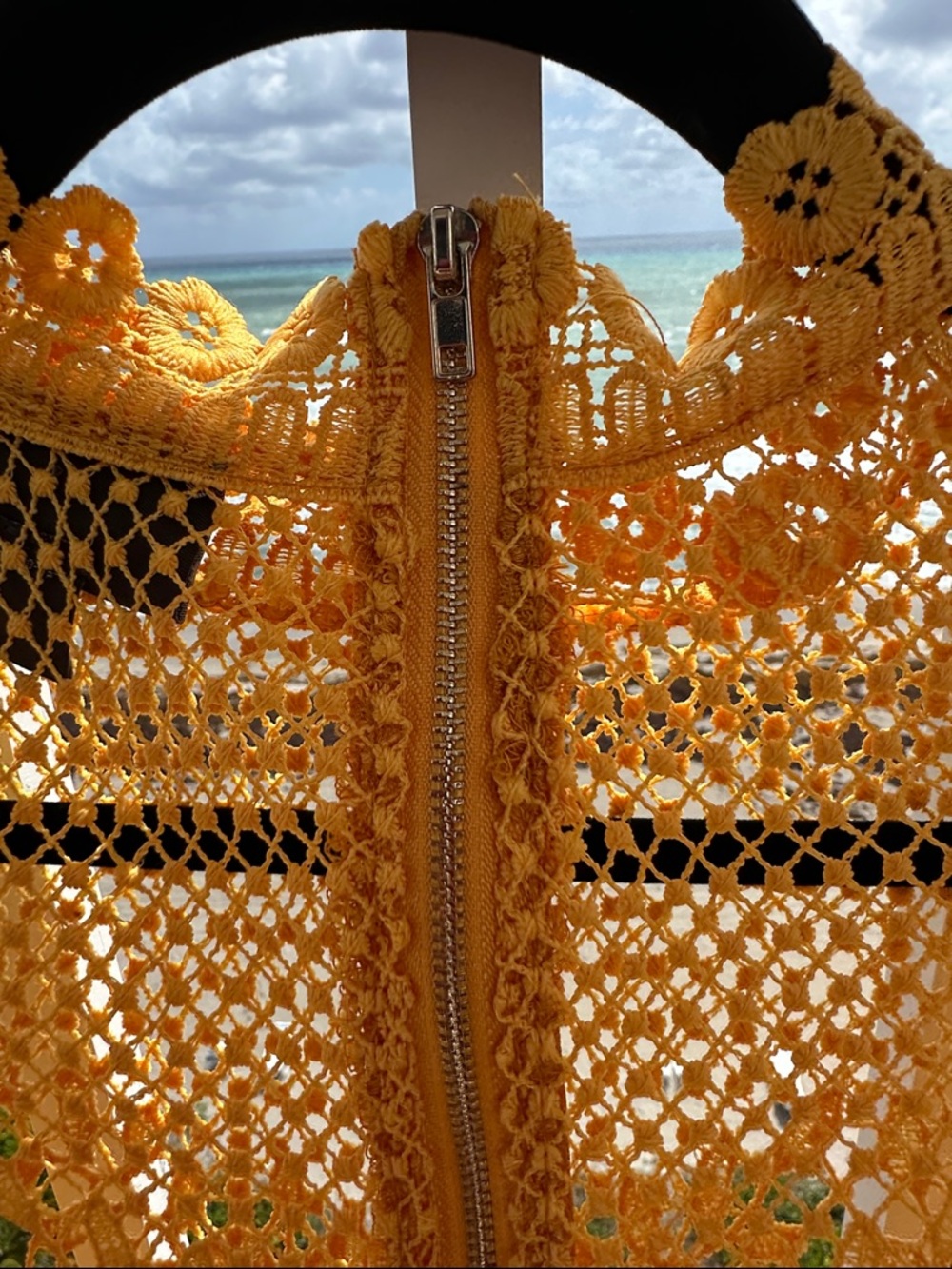BOLD elements Crochet Floral Openwork Top in light Orange in color - Picture 6 of 9